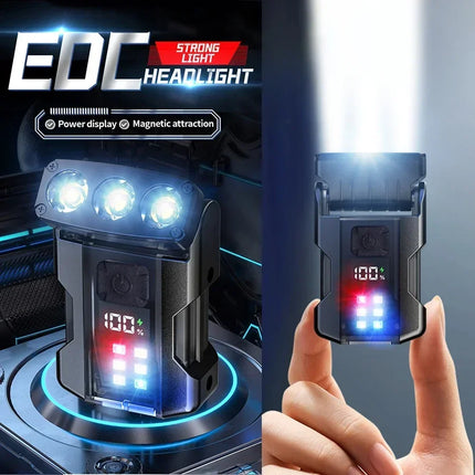 Multifunctional Mini Charging Flashlight Led Bright EDC Torch Magnetic Cap Clip Lamp Flash Light Outdoor Camping Fishing Tools