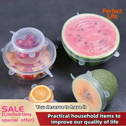 6pcs silicone lid Reusable Silicone Stretch Lids For Food Bowls - Multifunctional Fruit And Vegetable Fresh-Keeping Cover
