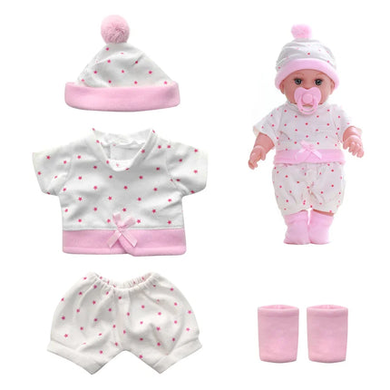 For 12 Inch 30cm Baby Reborn Dolls Outfits Clothing Carry Cot Cartoon Bear Winter Pajamas Jumpsuit Plush Clothes Accessories