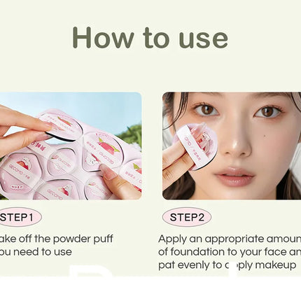 GECOMO 8 PCS Peach Powder puff Series Super Soft Wet And Dry Dual-use Skin-friendly Makeup Sponge
