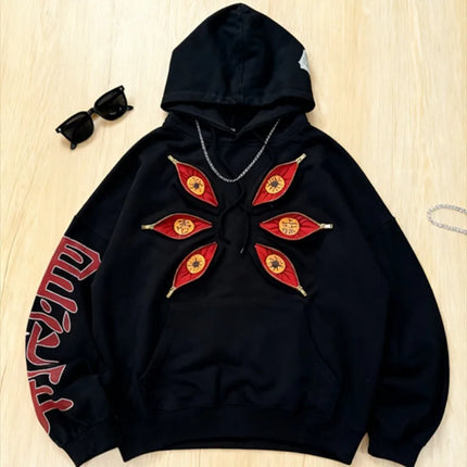 American Y2K New Fashion Joker Zipper Design Sense Hoodie Women Street Hip Hop Retro Loose Fleece Thick Sweatshirt Unisex Hoodie
