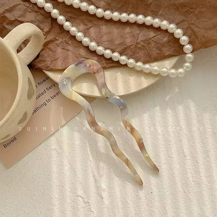 1pc Elegant Minimalist U-shaped Acetate Hairpin for Buns, 2025 New Style Hair Accessory