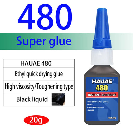 480 Quick drying glue Black Super adhesive rubber Toughened anti-vibration anti-impact adhesive metal rubber 20g 500g