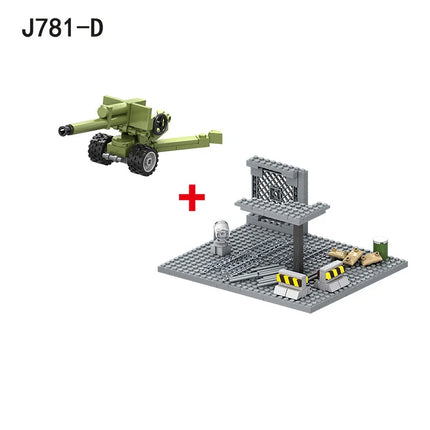 WW2 Military MOC War 2 Container Camp Equipment Warehouse SWAT Scene Cannon Base Model Building Blocks Bricks Children Toys Gift