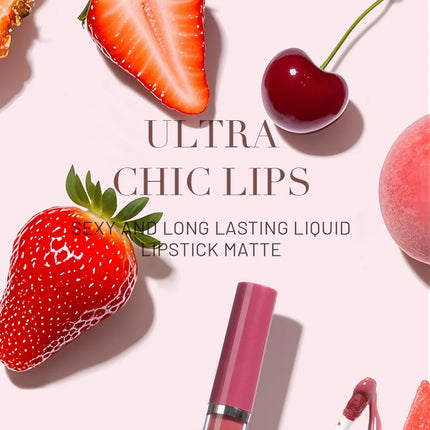 Fruit Cherry Strawberry Liquid Lipstick Makeup Kit Non Stick Cup Colorfast Long Lasting Velvet Matte Peach Lip Gloss Set 3pc/set