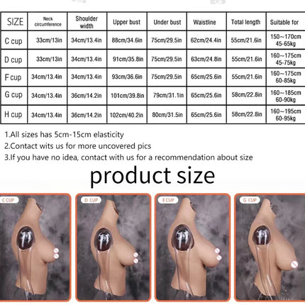 Eyung Fake Boobs Silicone Breasts Crossdresser Transexual Bodysuit Transgender H Cup Crossdress Articifial Breastplate Silicone