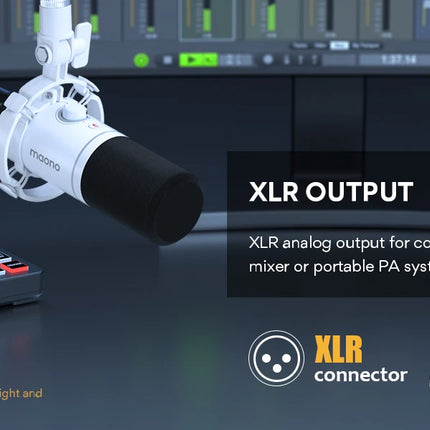 maono PD200X XLR/USB Dynamic Microphone for Gaming Recording Streaming Youtube Metal Mic with Software Tap-to-Mute Gain Knob