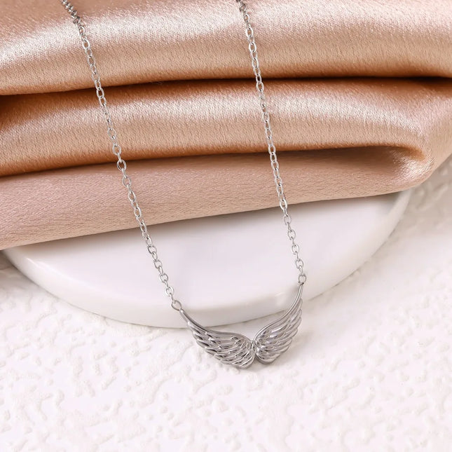 Stainless Steel Personalized Angel Double-hole Wing Pendant Necklace for Women, Jewelry Gift