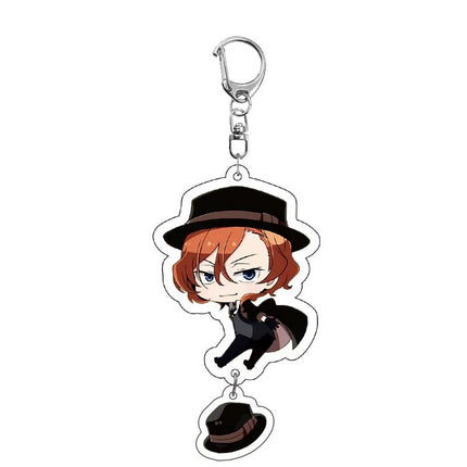 Cute Anime Figure Dazai Osamu Kunikida Doppo Edogawa Rampo Nakajima Atsushi Key Ring Fashion Acrylic Key Chain Plate Fans Gift
