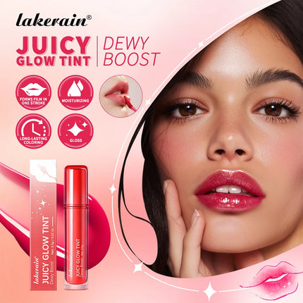 Lakerain Juicy Glow Tint Long-Lasting Mirror Shine Smooth Radiant Lip Tint Deep Moisturizing  Brightening Juicy Glow Lipstick