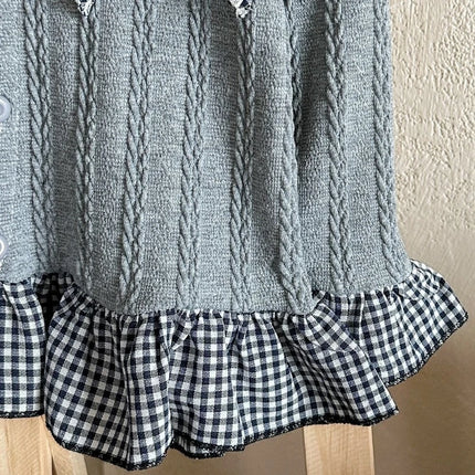Toddler Girl Fall Ruffled Sweatshirt Kids Plaid Collar & Ruffled Hem Top – Cute & Cozy Plaid Knit Shirt for Baby Girls