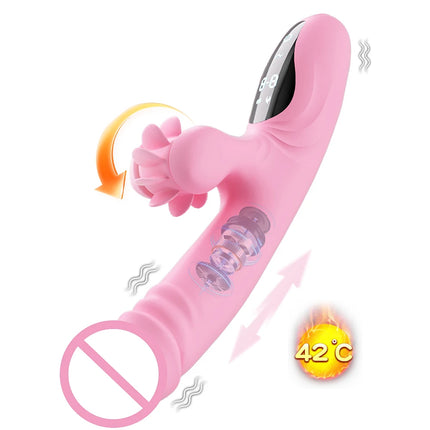 Silicone Rotating Telescopic Warming Vibrator for Couples Foreplay Sex, Clit Stimulation G-Spot Vibration Adult Toys for Women