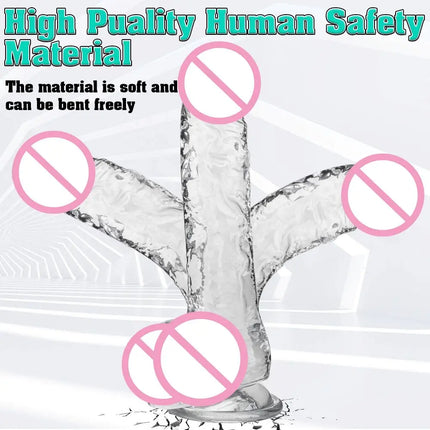 Jelly DildoTransparent Big Dildo 4 Sizes Realistic Soft Fake Penis Erotic Sex Toys for Woman Men Gay Vagina Anal Butt Plug