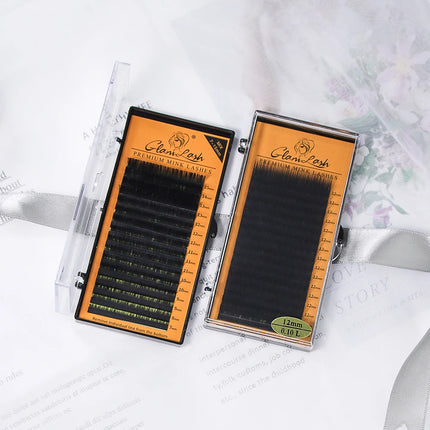 GLAMLASH L/L+/LC/LD/LU(M)/N curl 16Rows False Eyelash Extensions Mink Black Material 7-15mm Mixed Tray L curl Makeup Lashes