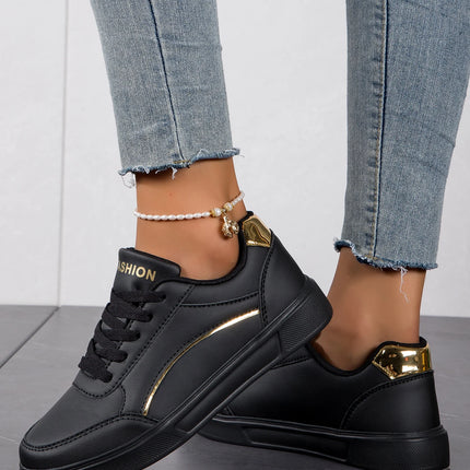 Baasploa Women Casual Sneakers Leather Platform Sneakers for Women Classics Comfort Skateboarding Shoes Non-Slip