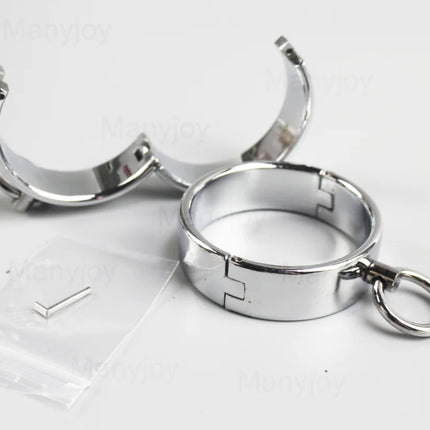 Metal Handcuffs Ankle Cuffs Neck Collar Locking Pin Circle Slave Restraint Cosplay Shackle Bondage BDSM Sex Toys for Men Women