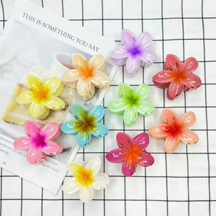 Hawaiian Gradient Hair Clips Flower Hair Claws Big Size Fashion Head Wear Hairpin for Women Girls Crab Barrette Hair Accessories