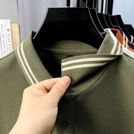 100% pure cotton summer men's polo short sleeve T-shirt business casual breathable cozy delicate popular stylish embroidered top