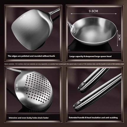 Food Stainless Steel Wok Spatula Metal kitchen utensils Slotted Turner Spoon Ladle Cooking Tools Utensil Set Kitchen Accessories