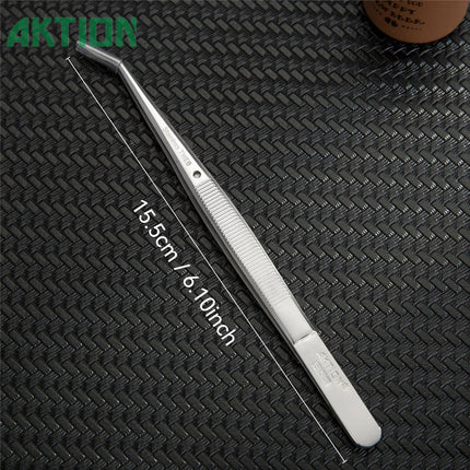 AKTION Professional Anti-Static Tweezers Precision Curved Tip German Steel Tools for Electronics Repair/Jewelry Making/Resin Art