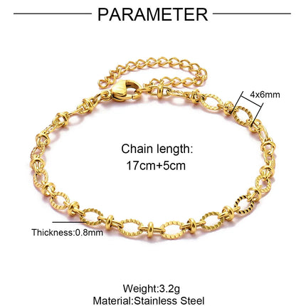 5pcs/Lot 17-22cm Stainless Steel Paperclip Cross Link Chain Bracelet Women Handmade DIY Charm Fashion Jewelry Making