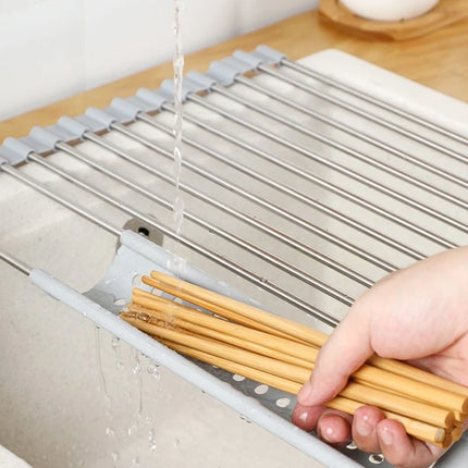 Stainless Sink Drainer Holder Portable Drying Plate Rack Foldable Dish Drainer Shelf Vegetable Food Basket Kitchen Organizer