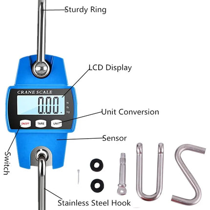 300kg 50G Crane Scales Hook Scale Home Electronic Luggage Scale Industrial Weight Balance Heavy Duty Hanging Kitchen Tool