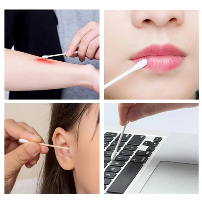 100/300/500/1000pcs Double-Ended Cotton Swabs for Women's Makeup, Cotton Bud Tips for Wooden Sticks, Nose and Ear Cleaning, Health Care Tools