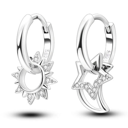 Orstarry 925 Sterling Silver Crystal Circular Eardrops Drop Earrings Women Earrings Charm Fashion Versatile Party Jewelry Gifts
