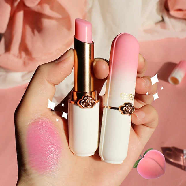 Peach Color Change Lipstick Non-Stick Cup Jelly Lipstick Moisturizing Color Change Lip Balm Warm Change Lip Balm