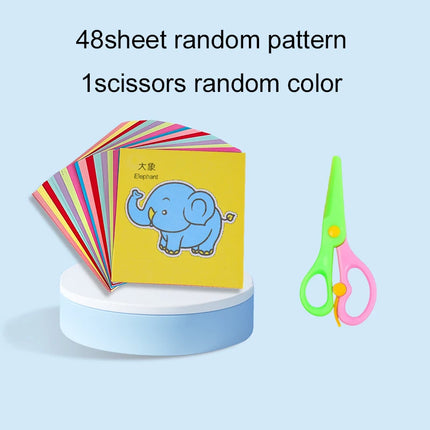48pcs/set Paper Cuttings Toys Painting Drawing Paper Handmade Children Early Education Toy Art Supply Handicrafts Scissors TMZ