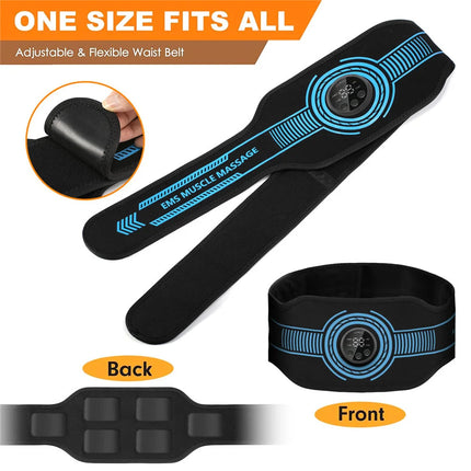 Smart EMS Ab Stimulation Belt - Rechargeable Muscle Toner for Home Gym Fitness & Body Contouring