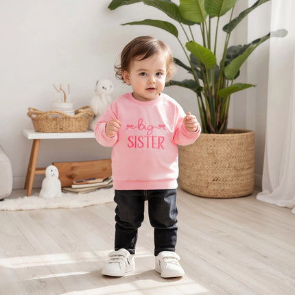 1-6T Little Toddler Girls Fall Sweatshirt Stylish Letter Embroidered Loose Fit Casual Crew Neck Long Sleeve Pullover