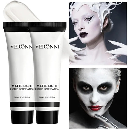 1PC/2PCS White Liquid Foundation 37ml Full Coverage Oil Control Long Lasting for Stage Halloween Cosplay Makeup