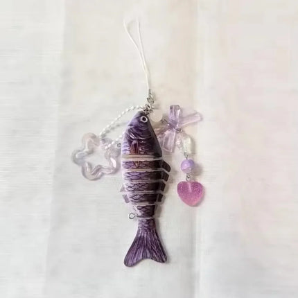 New Plastic Fish Keychain Multi Jointed Simulation Fish Hook Key Chain Backpack Pendant Gifts