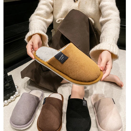 Household Indoor Men's Slippers Autumn and Winter Home Floor for Guests Lightweight Quiet Non-slip Suede Fabric Couple's Shoes