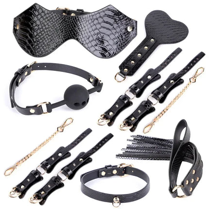 Leather Bondage Set BDSM Fetish Handcuffs Collar Erotic Toys Women Couples Adult Play Erotico Sexy Toys Sex Toys for Women Slave