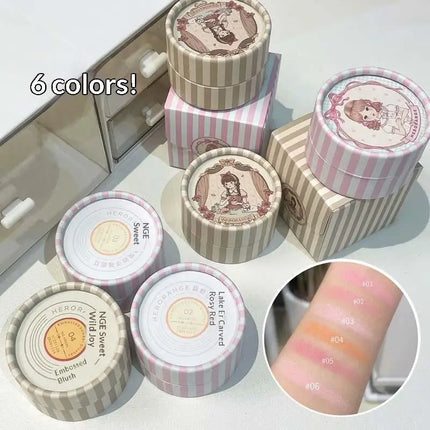 HERORANGE Dimensional Matte Shimmer Retro Almonds Blusher Rouge Enhancing Embossed Blush Fine Powder Monochrome Smooth Makeup