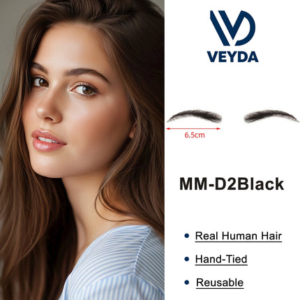 VEYDA Fake Eyebow Women Or Man Hair Brazilian Hair invisible Handmade 100% Human Hair Fake Eyebrows Hand Tied False Eyebrows