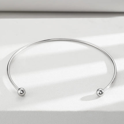 Stainless Steel Solid Ball Necklace for Women Punk Silver Color Adjustable Opening Necklace Bracelet Jewelry Accessories Gift