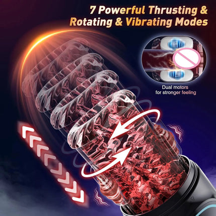 Male Automatic Masturbator Cup Penis Pump 7 Thrusting Rotating Vibrating Sucking Licking Modes Pussy Blowjob Sex Toys For Men