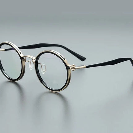 Top Quality Retro Round Glasses Frame Japanese Handmade Titanium Ultralight Men Eyeglasses Women Eyewear Acetate Korean Fashion