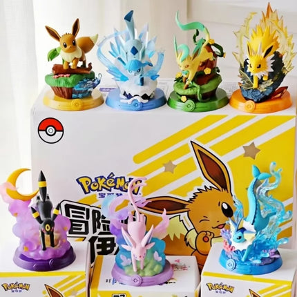 Anime Pokemon Funism Adventure Eevee Family Suit Blind Box Jolteon Sylveon Action Figure Collection Model Kids Toy Gift Replica