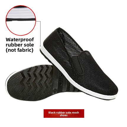 Beijing Men's Cloth Shoes Black Rubber Sole Casual Versatile Slip-On Low Cut Breathable Comfortable All-Season Footwear