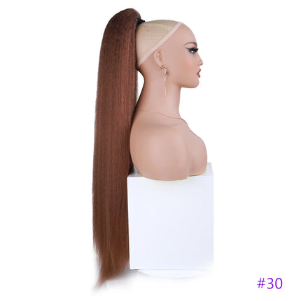 Extra Long Yaki Straight Synthetic Ponytails 30 Inch Synthetic Ponytail Hair Extensions Puffy Yaki Straight Drawstring Ponytails