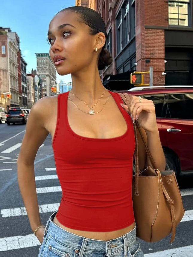 Hugcitar 2025 Summer Solid Straps Sexy Slim Crop Tank Top Women Casual Y2K Clothes Streetwear Party Sport Festivak Wholesale