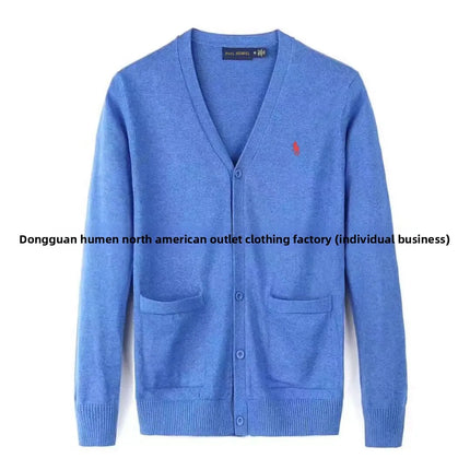 Winter New Style RL Horse Logo Men's Knitted Sweater Button Cardigan Business Casual Cotton Sweater Breathable Machine Washab...