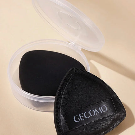 Black Air Cushion Foundation Puff High Elastic Soft Makeup Blender Applicator Sponge Wet Dry Dual Use And Storage Box