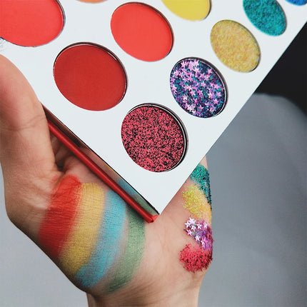 35 Color Rainbow Eyeshadow Palette - Vibrant Matte Shimmer & Glitter Makeup Set for Artistic, Festival, Party Creative Eye Looks