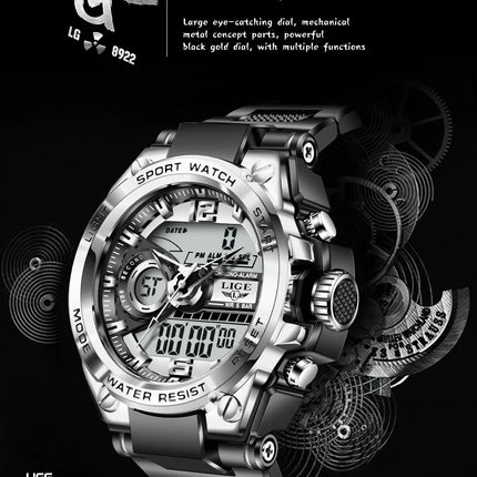 LIGE Men Military Watch Digital 50m Waterproof Wristwatch LED Quartz Clock Sport Watch Male Big Watches Men Relogios Masculino